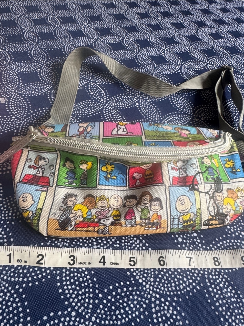 Peanuts Kids Comic-Print Fanny Pack with Gray Strap